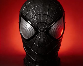 Black Venom Spider-Man 1:1 Cosplay Mask with Faceshell