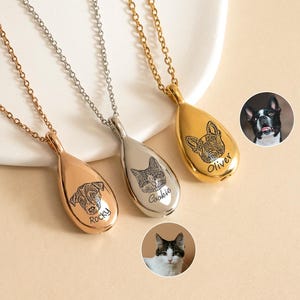 Personalized Teardrop Cremation Jewelry, Pet Urn Necklace for Ashes, Pet Memorial Jewelry, Dog Cat Urn Necklace, Pet Loss Gift for Pet Mom