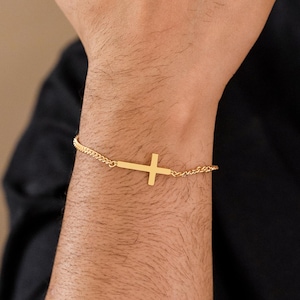 Custom Mens Cross Bracelet, Engraved Cross Bracelet for Men, Communion Gifts, Unisex Cross Bracelet, Baptism Gifts, Christian Faith Gifts
