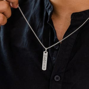 Collar de barra personalizado para hombre, collar con nombre grabado, regalo de aniversario, collar de acero inoxidable, regalo para él, regalo para esposo o novio