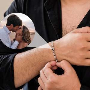 Custom Photo Projection Bracelets, Personalized Gift For Father, Photo Bracelet for Men, Anniversary Gift for Him Husband, Daddy Bracelet