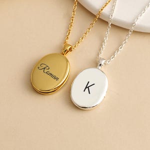 Personalized Oval Locket Necklace, Custom Photo Locket Necklace, Engraved Memorial Jewelry Gifts, Anniversary Gift for Her, Gifts for Mom