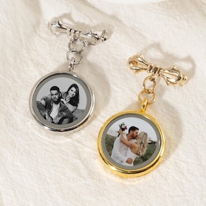 Custom Photo Lapel Pin Men, Gifts For Groom, Wedding Lapel Pin, Boutonniere Photo Charm, Personalised Memorial Brooch