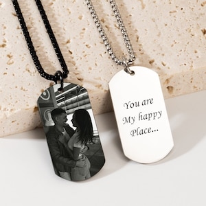 Personalized Picture Necklace for Men, Memorial Photo pendant Necklace For Dad, Personalized Gifts For Him, Anniversary Gift For Husband
