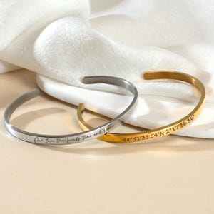 Personalized Bangle Bracelet, Engraved Cuff Bracelet for Her Him, Roman Number Date Bracelet, Minimalist Bracelet for Mom, Birthday Gifts