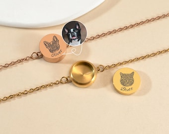 Personalized Cremation Urn Bracelet, Pet Ashes Bracelet, Pet Portrait Urn Bracelet, Pet Name Memorial Jewelry, Dog Keepsake Gift, Pet Loss
