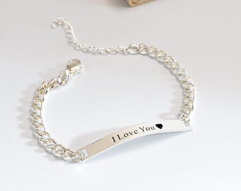 Pulsera personalizada para hombre, pulsera de plata grabada, pulsera cubana para hombre, regalos de aniversario, pulsera para papá, regalo para esposo