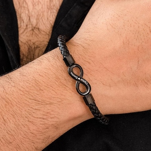 Personalisiertes Infinity Armband für Männer, Benutzerdefinierte Namen Infinity Lederarmband, Namensarmband für Papa, Ehemannarmband, Jahrestagsgeschenke