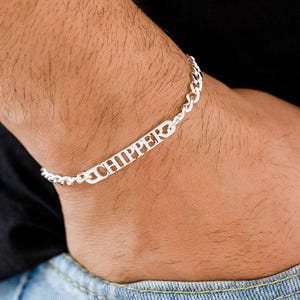 Pulseras con nombre personalizado para él, pulsera de cadena para hombre, pulsera con letras para hombre, regalo de aniversario para novio, pulsera de identificación para hombre, regalo para papá