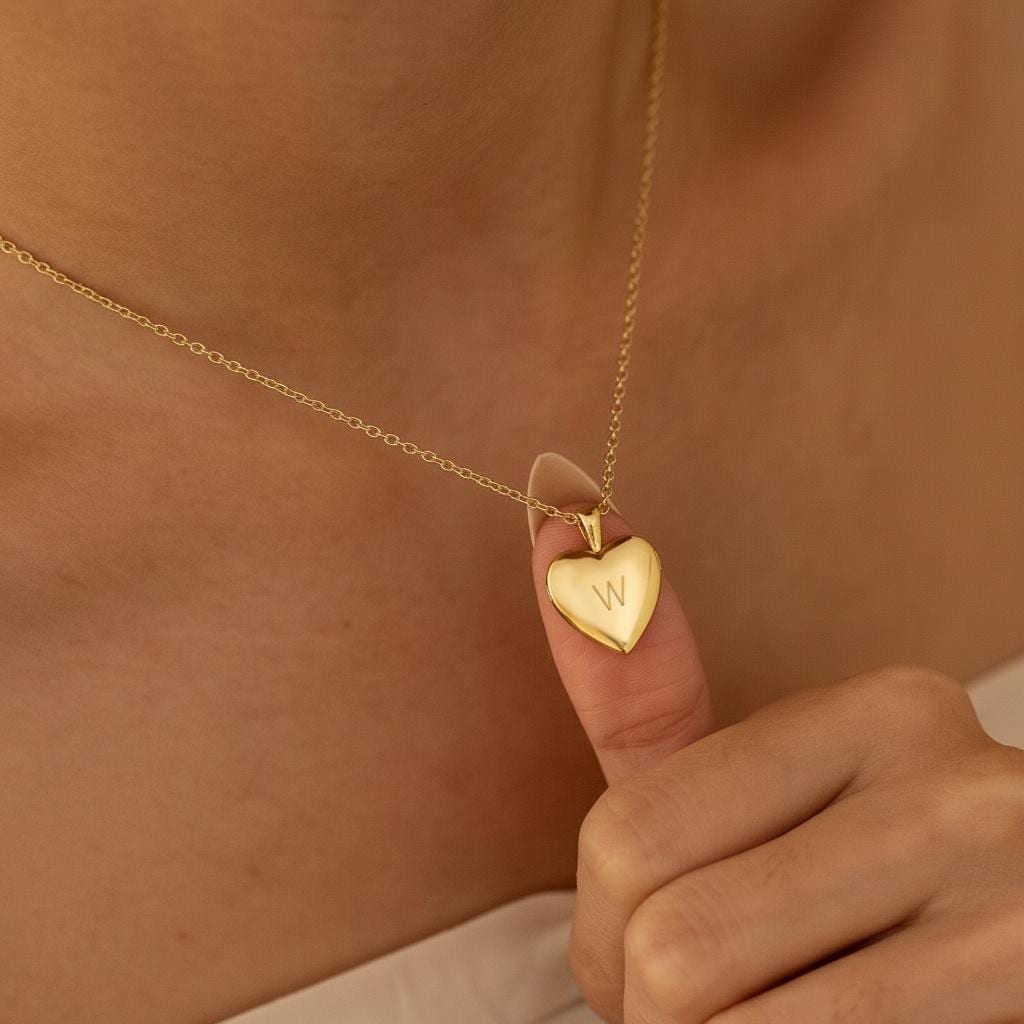 Ciondolo Medaglione A Cuore In Rame - 29x29 Mm - Per Foto O Ricordi - Montatura Interna 17x21 Mm - 4