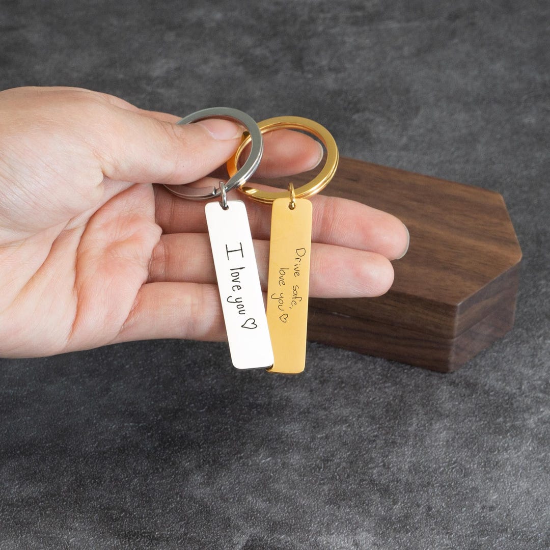 Actual Handwriting Keychain, Engraved Handwriting Keychains, Memorial ...