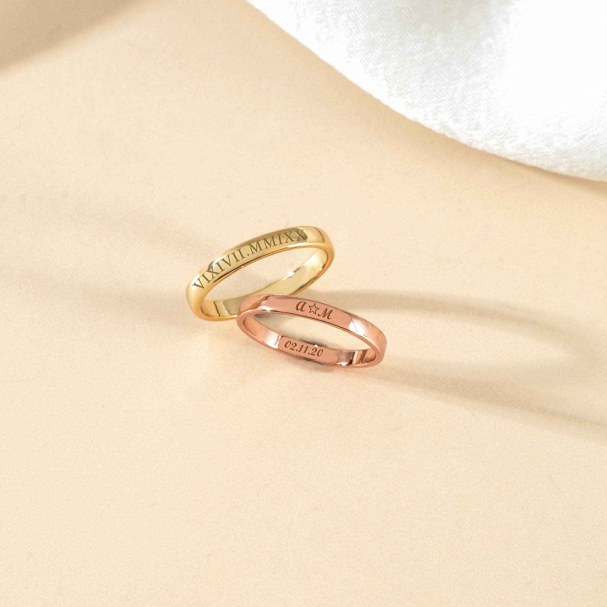 Dainty Stacking Name Ring, Personalized Engraved Rings, Custom Skinny ...