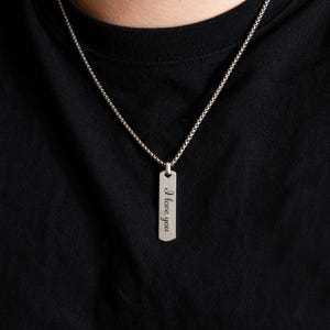 Collar de barra personalizado para hombre, collar con nombre grabado, regalo de aniversario, collar de acero inoxidable, regalo para él, regalo para esposo o novio.