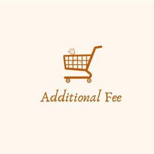 以下が含まれることがあります： オレンジ色のショッピングカートの中にバラが1本入っています。カートの下に「追加料金」というテキストがあります。