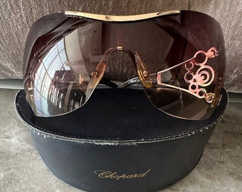 Vintage Chopard Damen Diamant Kristall Logo Schmetterling Sonnenbrille SCH692S