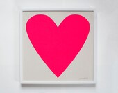 Neon Pink Heart Print - Custom Framed