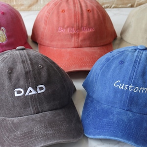 Embroidered Vintage Washed Hat, Personalized Dad Hat, Embroidered Logo, Baseball Hat, Single Girls Hat, Custom Hat, Team Cap
