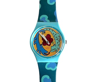 Jahrgang 1994 Swatch Gent 34 mm Uhr – CAYMAN GN137 – ungetragener, neuwertiger Betriebszustand – neue Batterie eingebaut – Originalverpackung