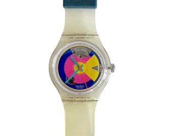 Vintage 1993 Swatch Automatic 37mm - HAPPY WHEELS SAK109 - unworn mint running condition - original packaging - running without battery