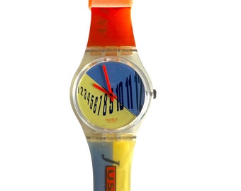 Jahrgang 1991 Swatch Gent 34 mm Uhr – TYPE SETTER GK131 – ungetragener, neuwertiger Betriebszustand – neue Batterie eingebaut – Originalverpackung