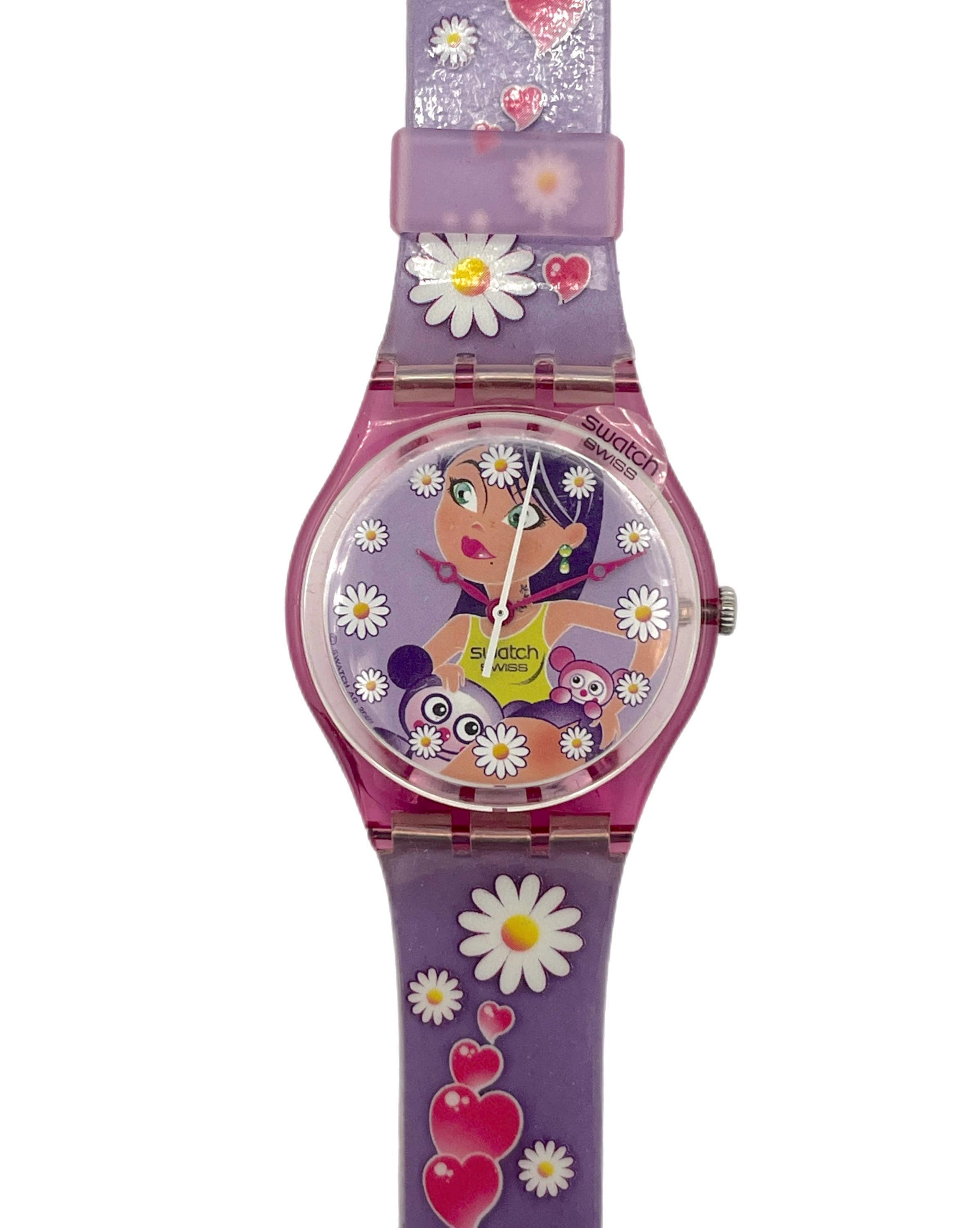 Swatch HAPPY FLOWER GV119 - Purple Floral Theme Lady Watch - Etsy
