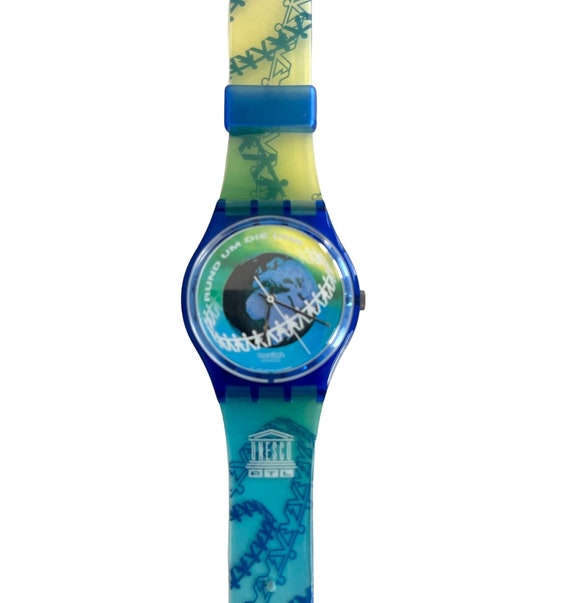 Vintage 1996 Swatch Gent 34mm Watch - Rund Um Die Uhr GZ153 