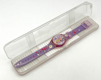 Swatch HAPPY FLOWER GV119 - Purple Floral Theme Lady Watch - Etsy
