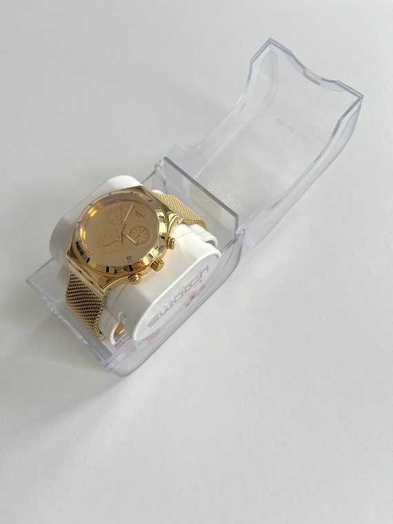 Swatch Irony Chrono 40mm GOLDEN COVER YCG410G Unworn Condition All Functions Tested New Battery Installed Original Box Etsy