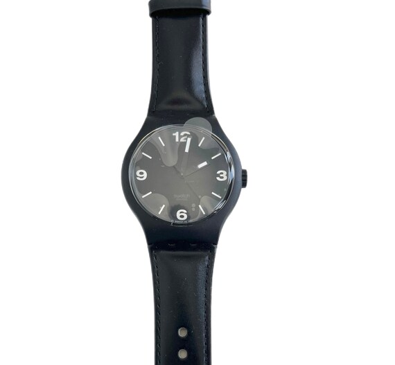Vintage 2001 Swatch X large 44mm New in Box MR BLACKY SUDB101 Unworn Mint Condition New Battery Original Packaging Leather Strap Etsy Canada