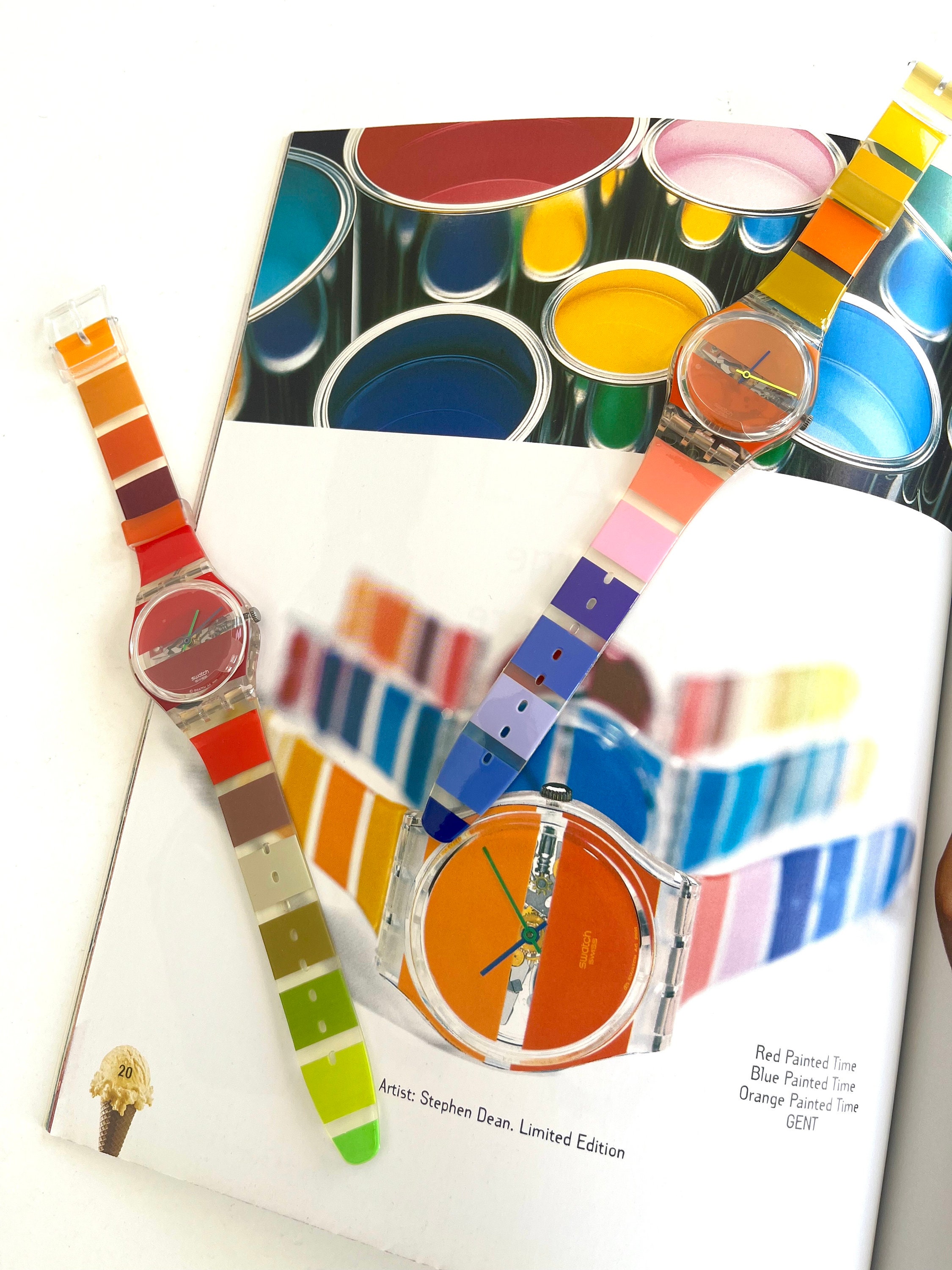 Swatch Watch - GK376 - Blue Painted Time 238: STEPHEN DEAN FOR SWATCH, Painted Time Set (six watches  main image 4
