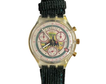 Vintage 1995 Swatch Chrono 37mm - SA MAJESTE VELOURS SCK405 - unworn mint running condition - all functions tested - new battery installed