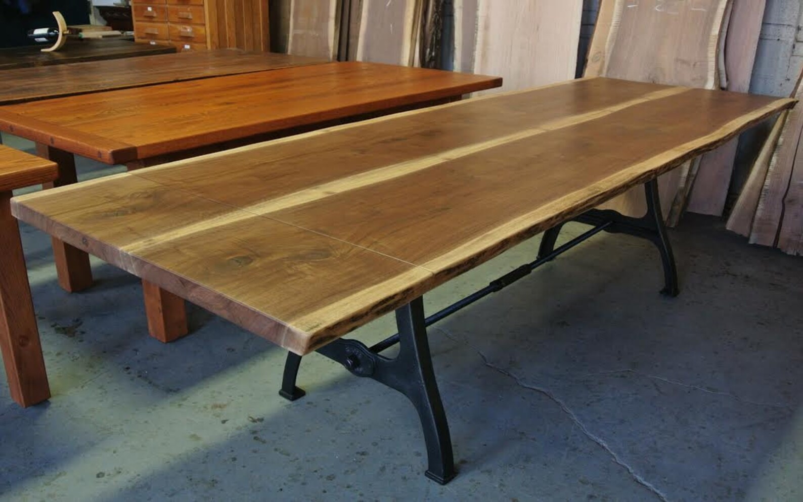 CUSTOM WALNUT Live Edge Table on Rhode Island Machine Legs Etsy