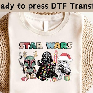 Disney Star Wars Christmas DTF,Disney Star Wars Transfer,Disney Galaxy's Edge DTF, Disney Star Wars Character Christmas Shirt,Christmas Gift