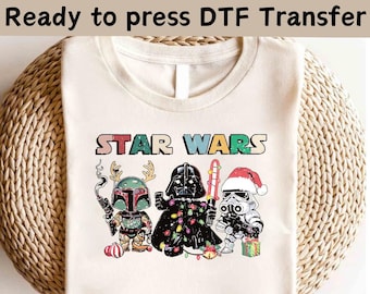 Disney Star Wars Christmas DTF,Disney Star Wars Transfer,Disney Galaxy&#39;s Edge DTF, Disney Star Wars Character Christmas Shirt,Christmas Gift