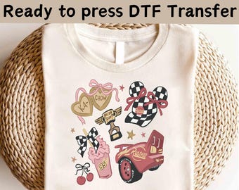 Disney Cars Lightning McQueen Coquette Bow DTF, Disney Cars Radiator Springs DTF, Disney Cars Land DTF,Disney Cars Shirt, McQueen Shirt
