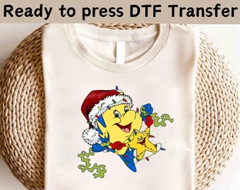 Disney The Little Mermaid Christmas DTF, Little Mermaid Flounder Sebastian Shirt, Ariel Princess DTF, Disney Christmas Shirt, Christmas Gift