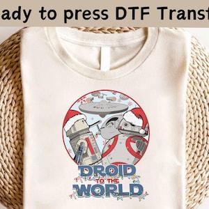 Disney Star Wars Christmas DTF,Droid The World Transfer, Disney Galaxy's Edge DTF, Disney Star Wars Character Christmas Shirt,Christmas Gift