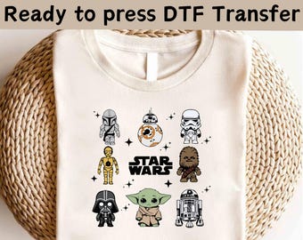 Personaje de Disney Star Wars DTF, Amigos de Star Wars DTF, Mandaloriano DTF, Camiseta de Star Wars, Camiseta de Darth Vader, Camiseta de Galaxy's Edge, Regalo de Star Wars