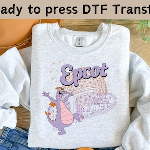 Disney Epcot DTF Transfer, Disneyland Vintage Epcot Transfer, Epcot Figment DTF, WDW Disneyland Trip Womens Epcot Ready To Press