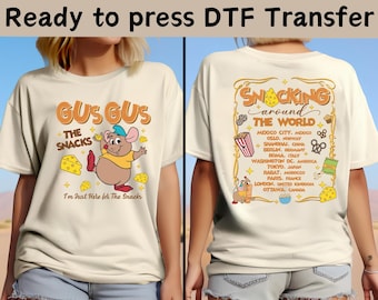 Disney Gus Gus I'm Just Here For The Snacks DTF,Disney Gus Gus Cinderella DTF,Gus Gus Snack DTF,Disney Gus Gus Snacking Around The World Tee