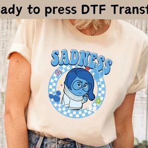 Disney Inside Out 2 Sadness DTF Transfer, Disney Inside Out Characters DTF, Disney Feelings Matching DTF,Mental Health Shirt, Emotions Shirt