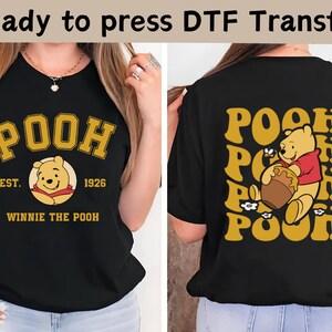 Disney Two-Sided Winnie The Pooh DTF Transfer, Disney Winnie The Pooh DTF,Pooh Bear DTF Transfers,Winnie The Pooh Ready To Press
