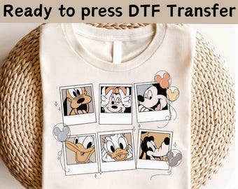 Disney Musse och vänner ballonger DTF, Disney Musse DTF, Musse resa DTF överföring, Musse Minnie Långben Pluto Kalle tröja, Disney barntröja
