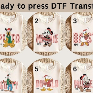 Disney Mickey and Friends Checkered Christmas DTF, Disney Family Christmas DTF, Christmas DTF, Mickey Christmas Shirt, Christmas Party Shirt
