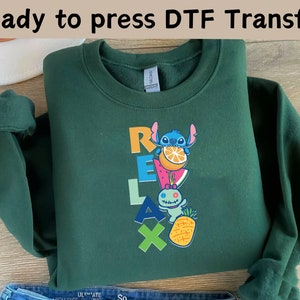 Disney Stitch Relax DTF Transfer,Lilo And Stitch Shirt,Ready to press DTF Transfer, Stitch Ohana Shirt,Ohana Means Family Ready To Press DTF