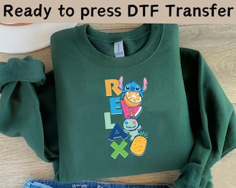 Disney Stitch Relax DTF Transfer,Lilo And Stitch Shirt,Ready to press DTF Transfer, Stitch Ohana Shirt,Ohana Means Family Ready To Press DTF