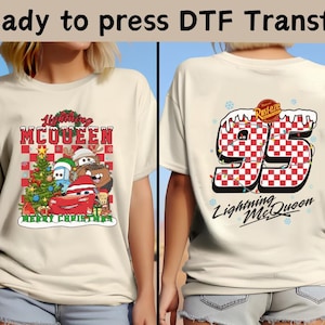 Disney Cars Lightning McQueen Merry Christmas DTF, Disney Cars Radiator Springs Christmas DTF, McQueen Christmas Tee, Christmas Party Tee