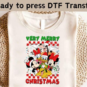 Disney Mickey and Friends Very Merry Christmas DTF, Disney Ears Christmas DTF,Christmas DTF, Mickey Christmas Shirt, Christmas Party Shirt