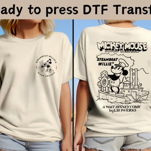 Disney Micky Maus Steamboat Willie Sound Cartoon Zweiseitiger DTF Transfer, Disney Micky Maus DTF, Klassische Micky Maus DTF,Mickey Mouse Charaktere Tee