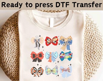 Disney All Characters Bow DTF, Disney Mickey Friends DTF, Toy Story Shirt, Disney Family Shirt,Disney Inside Out Shirt, Up Movie Shirt